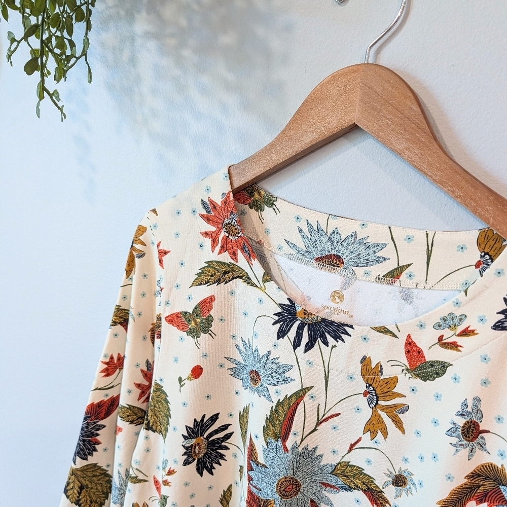 Spartina Floral Print Dress with 3/4 Sleeves Sz. Xl - Picture 2 of 10